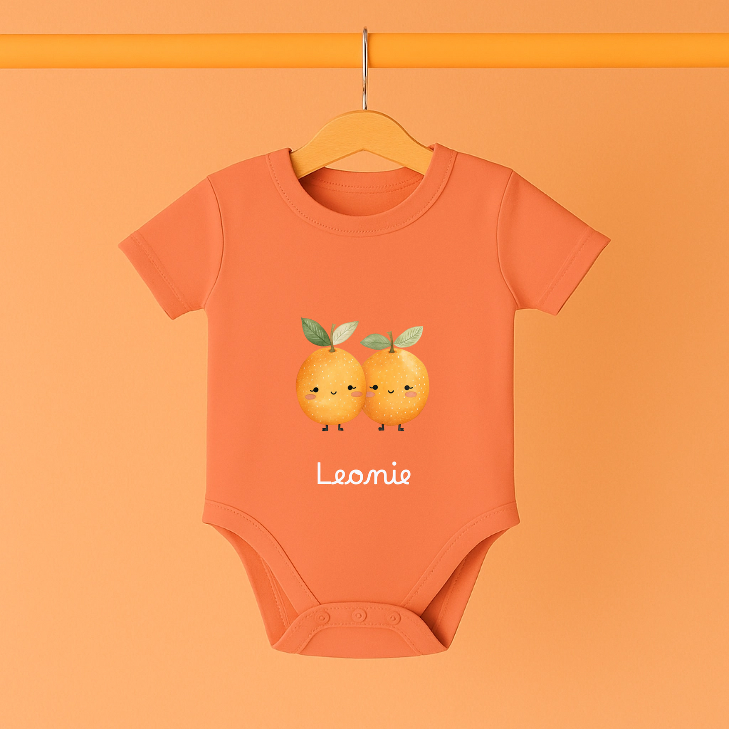 Kinder Bio-Srampler "Kleine Orange" Personalisiertes Geschenk für Junge und Mädchen