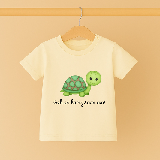"Die kleine Schildkröte" mit Spruch - Baby T-Shirt aus 100%-Baumwolle