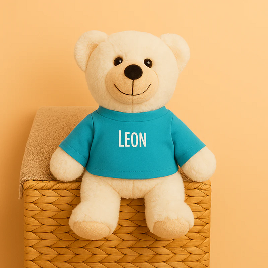 Teddy „mein treuer Freund“ mit Namen - Personalisierte Babygeschenke Kuscheltier